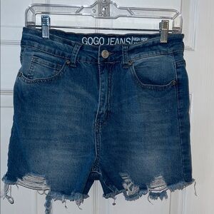 GOGO Dark Blue Distressed Jean Shorts
